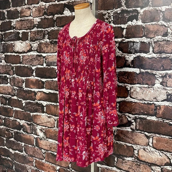 Sahalie Dress Long Sleeve Midi Red Floral Size Medium M - Picture 6 of 16